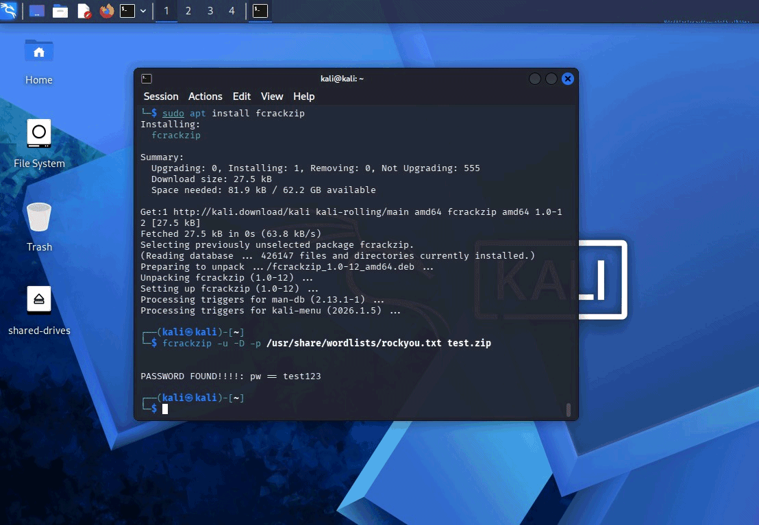 Brute force password Zip