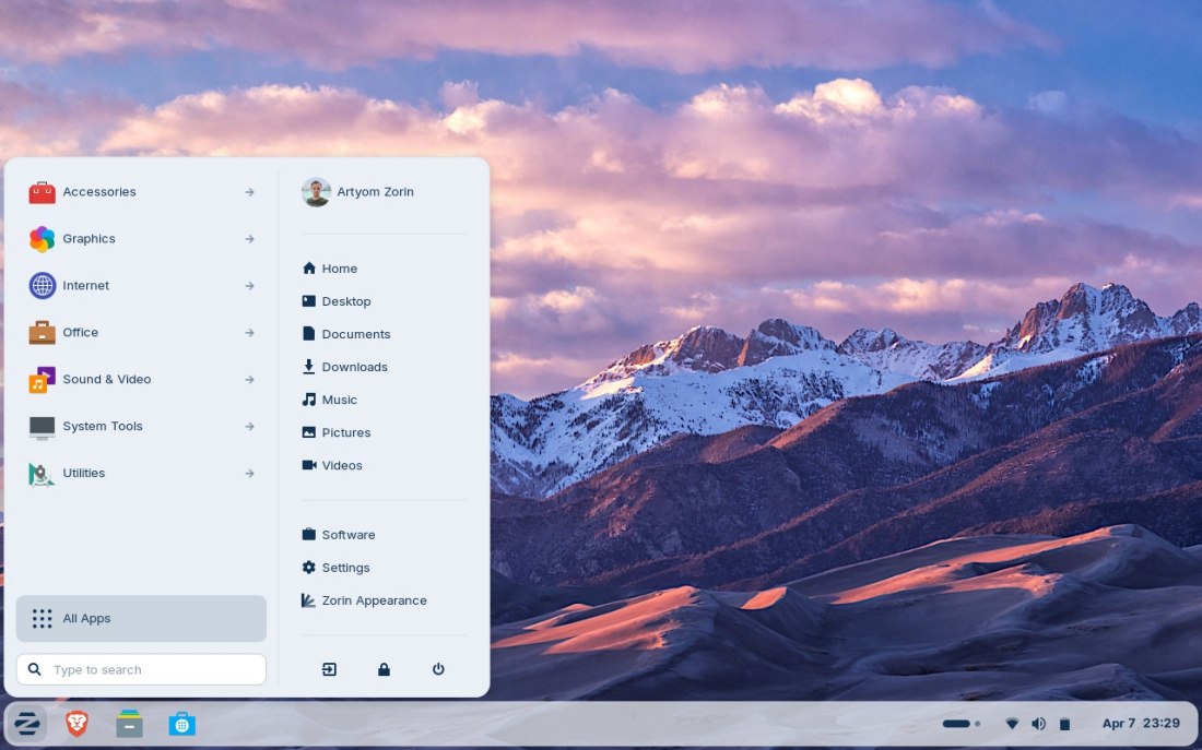 Desktop Zorin OS
