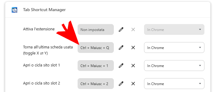 Passa all'ultima scheda aperta in Chrome