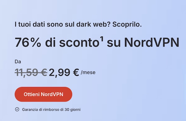nordvpn sconto 76 per cento