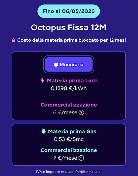 octopus tariffe valide fino al 6 maggio