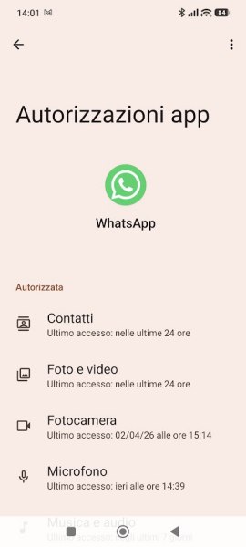 Gestione permessi WhatsApp