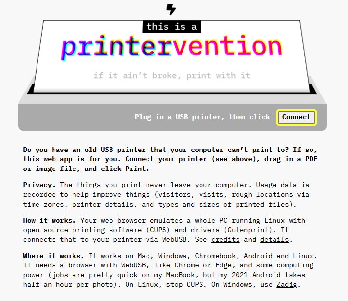 Printervention: stampare via WebUSB con il browser