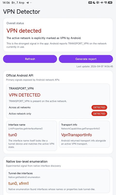 Rilevamento VPN su Android