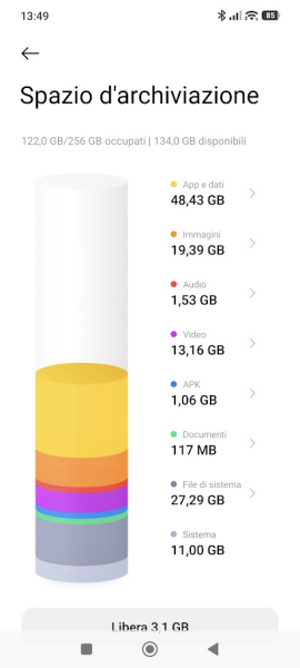 Spazio archiviazione Android