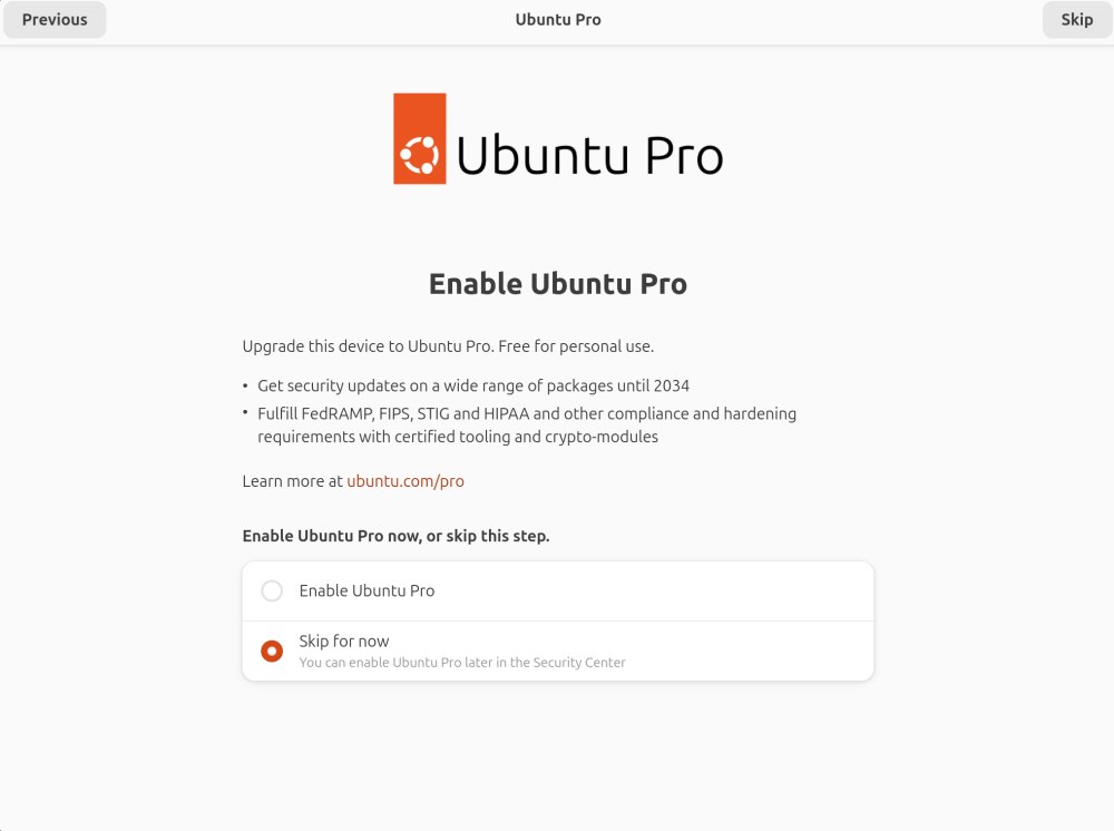 Ubuntu Pro attivabile gratis durante installazione
