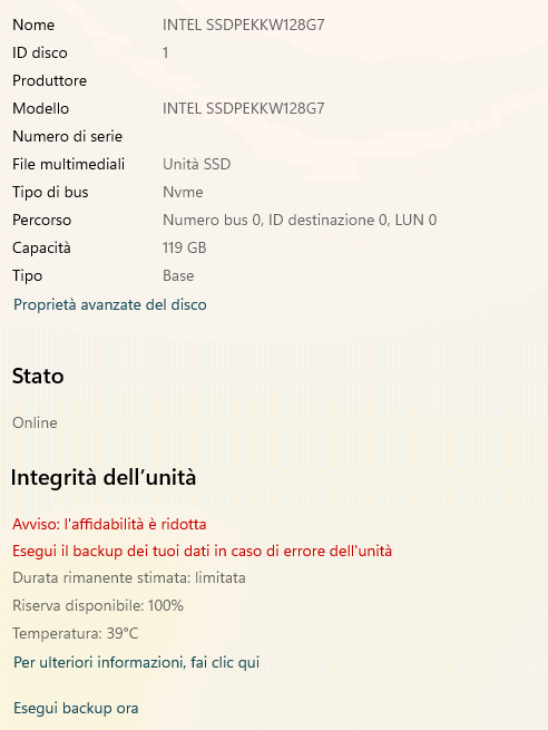Affidabilità ridotta Windows 11 SSD