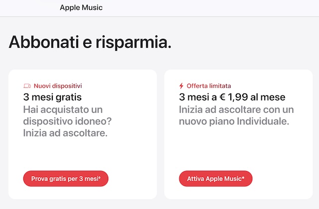 apple music offerta