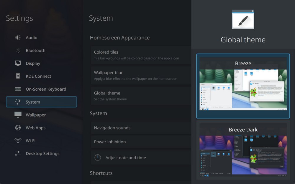 Impostazioni KDE Bigscreen