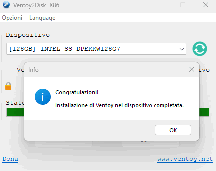 Configurazione Ventoy supporto USB esterno