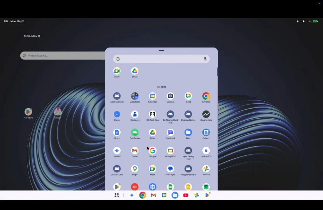 Drawer con elenco app Aluminium OS