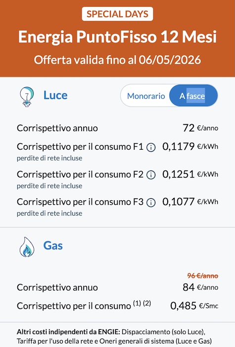 engie tariffe valide fino al 6 maggio
