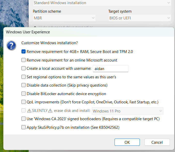 Esperienza utente Windows nuovo Rufus