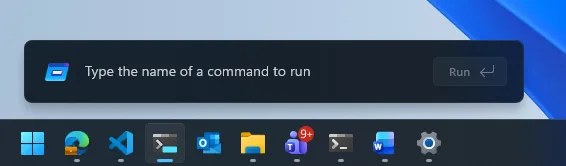 Anteprima nuova finestra Esegui Windows 11