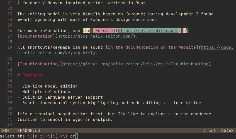 Helix editor Linux