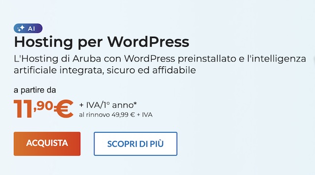 hosting per wordpress aruba offerta