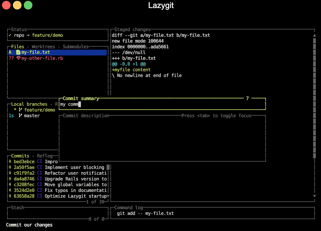 lazygit TUI Linux