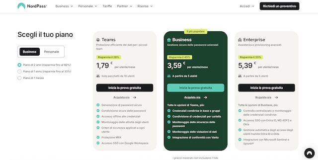 nordpass business sconto 40 per cento
