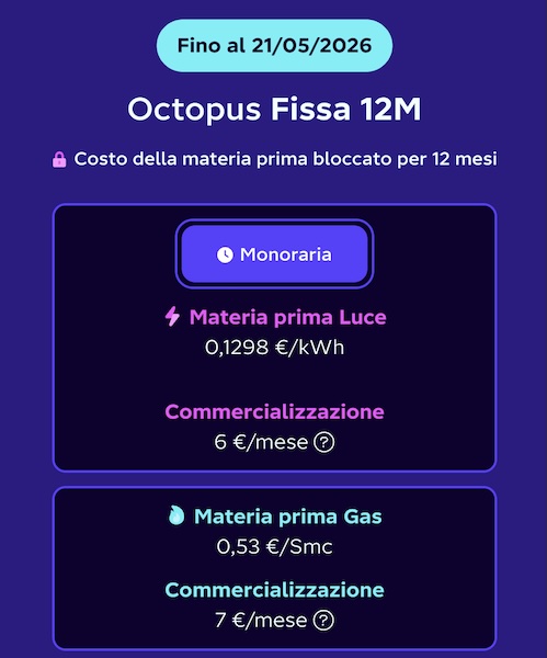 octopus tariffe fino al 21 maggio