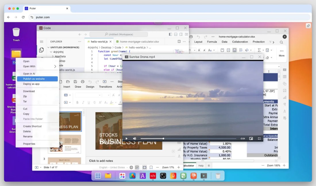 Puter, interfaccia sistema operativo browser