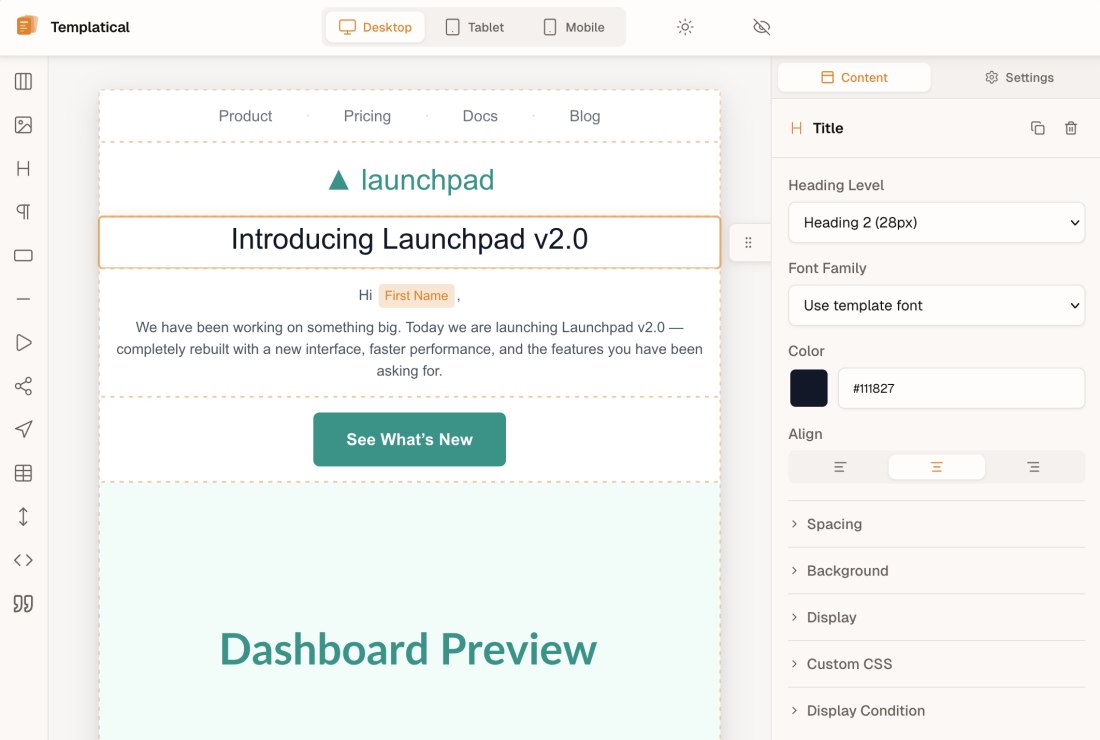 Creazione template email gratis con Templatical, software open source