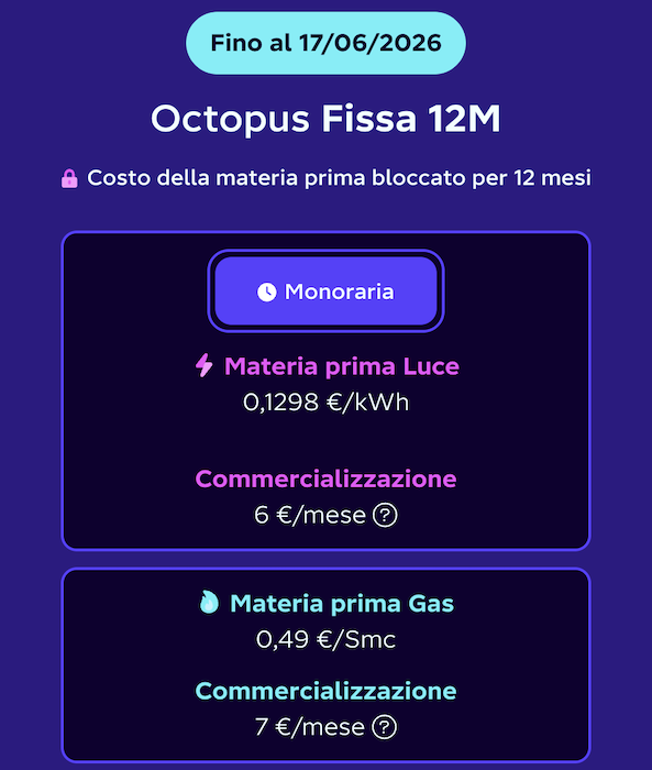 octopus fissa 12 mesi tariffe fino al 17 giugno