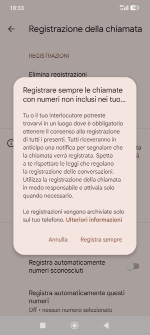 Registrazione automatica chiamate Android