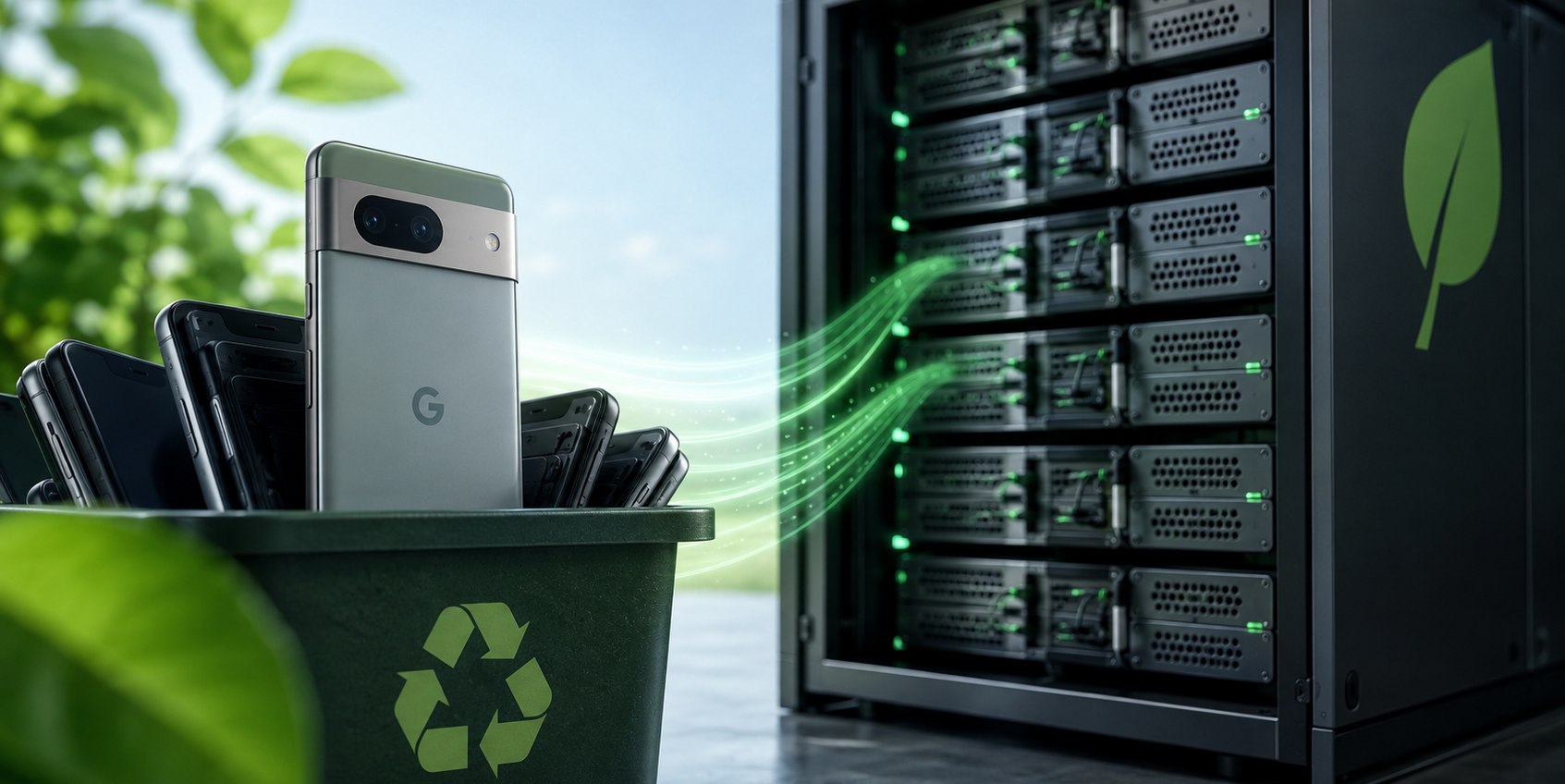 Anteprima: Google ricicla 2.000 vecchi smartphone e li trasforma in un data center a basse emissioni