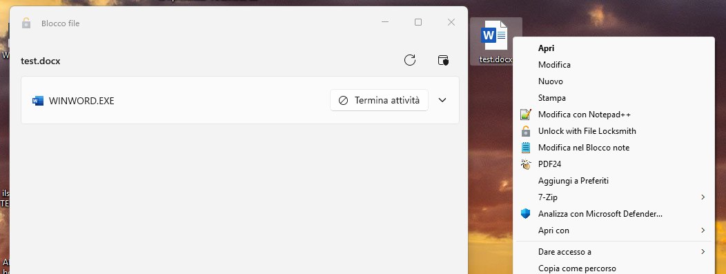 Sbloccare file con File Locksmith in Windows