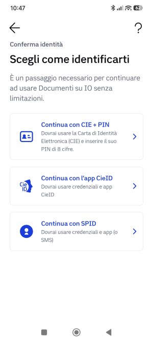Identificazione Documenti digitali app IO con CieID