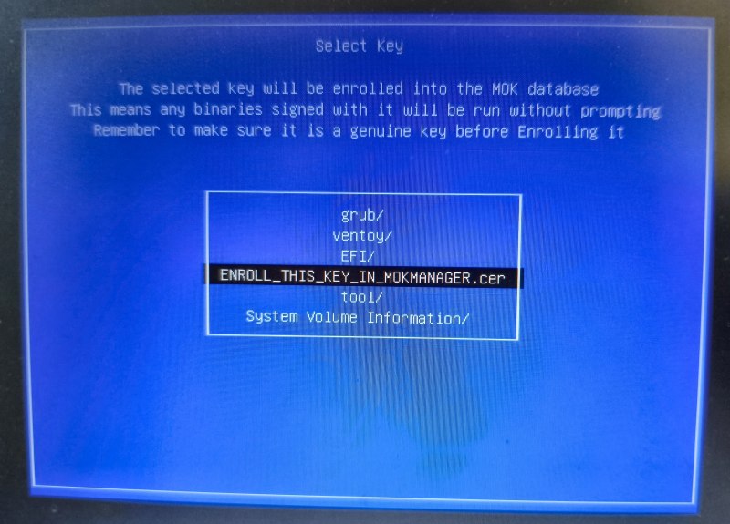 Importazione chiave MOK Secure Boot Ventoy