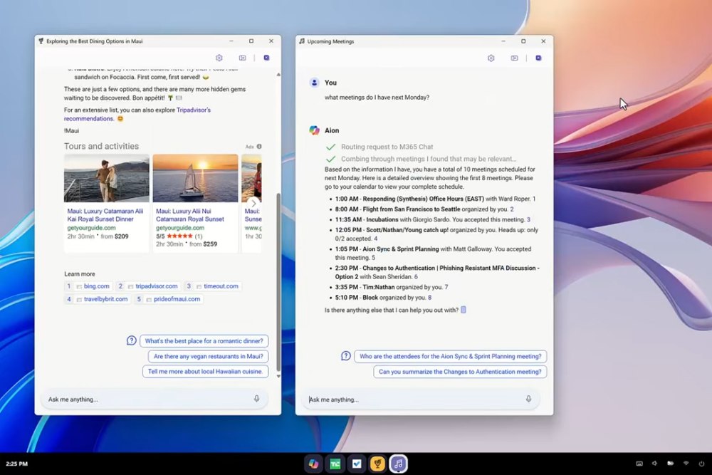 Interfaccia Microsoft Copilot OS