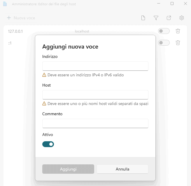 Modifica file HOSTS Windows 11 con PowerToys