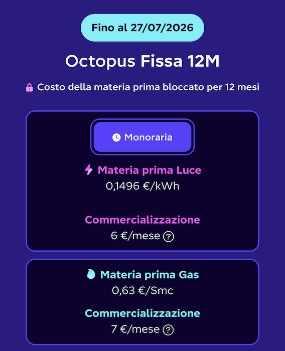 octopus tariffe fino al 27 luglio