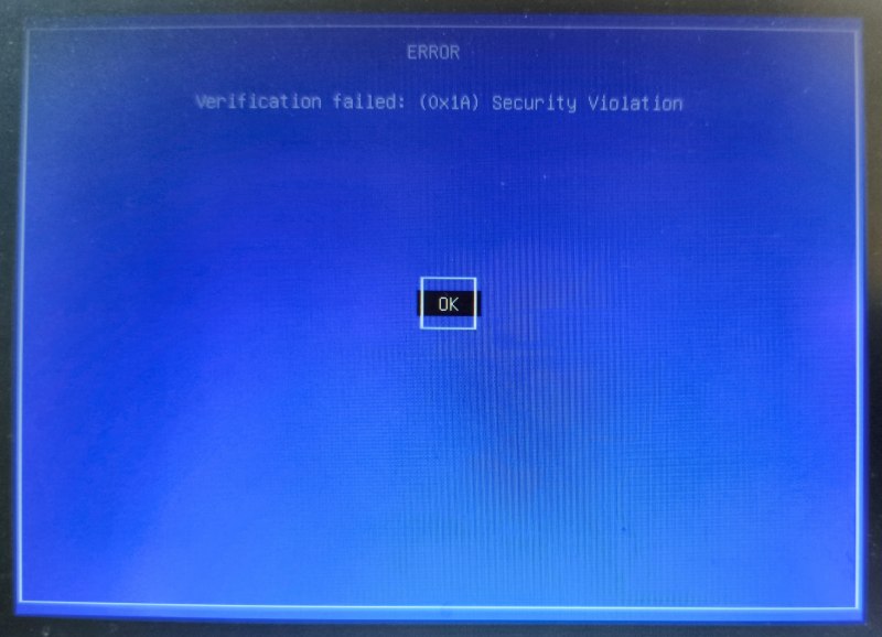 Ventoy Secure Boot Verification failed