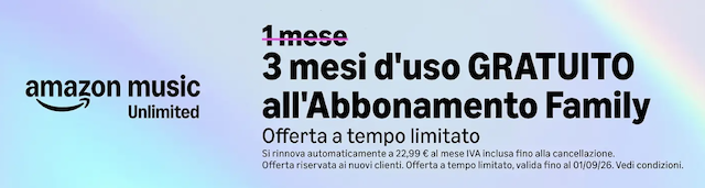 amazon music unlimited abbonamento family offerta