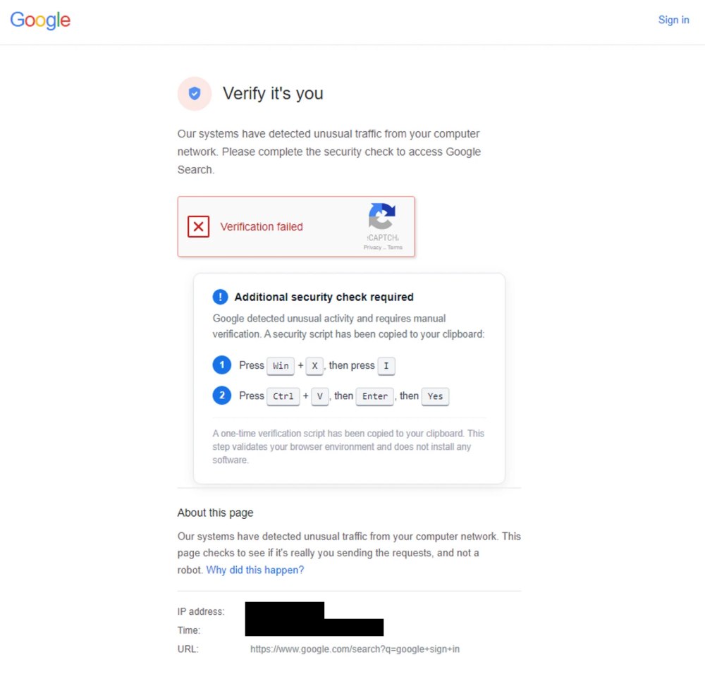 Esempio attacco ClickFix