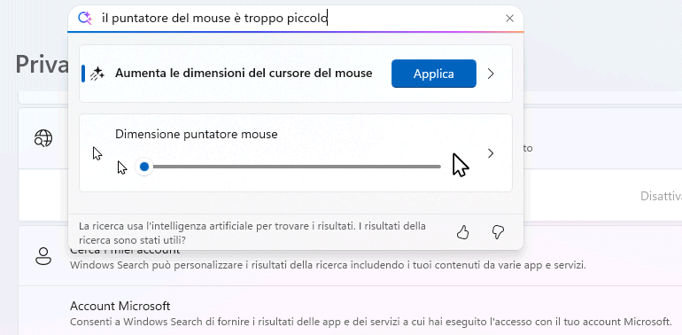 Agente AI Impostazioni Windows 11