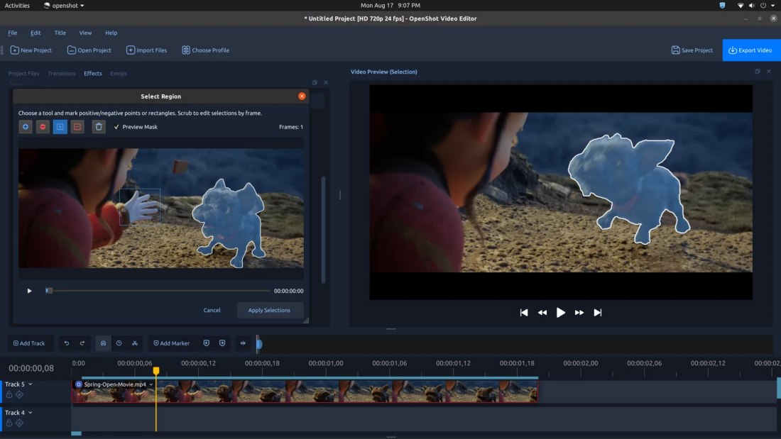 Maschere video OpenShot