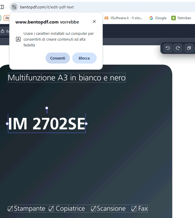 Modifica contenuto PDF da browser con BentoPDF