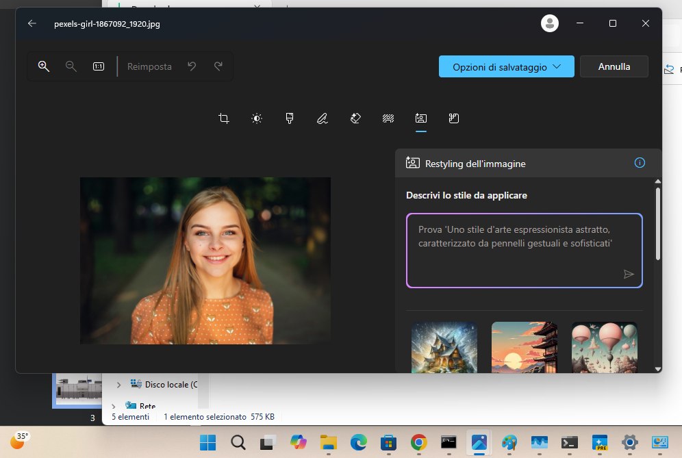 Restyling immagini Copilot+ PC AI