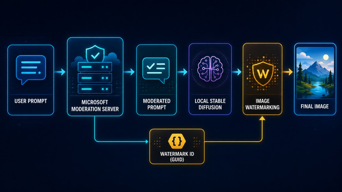 Schema identificatore watermark immagini AI Microsoft Paint