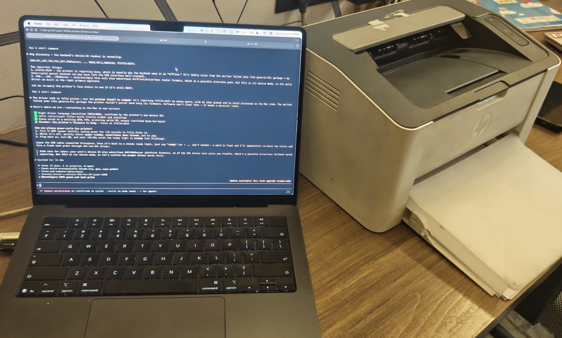 Stampante laser HP funziona su macOS grazie a Claude Code