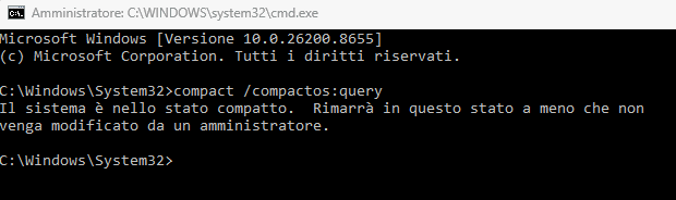 Stato CompactOS Windows