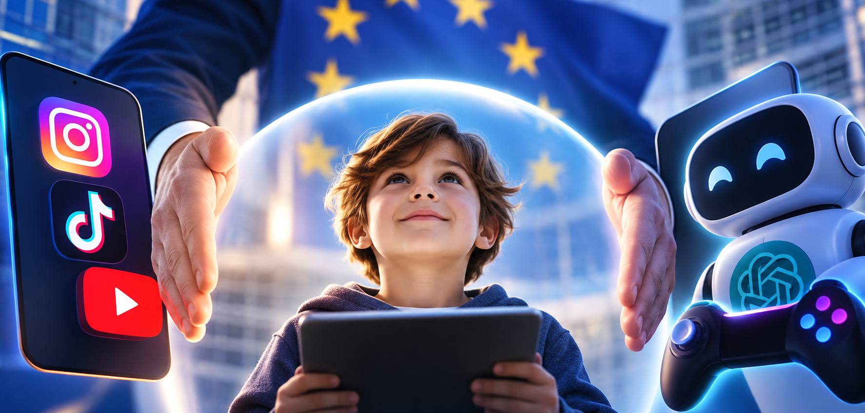 Copertina: EU KIDS Act: l’UE cambia social, chatbot AI e videogiochi per i minori