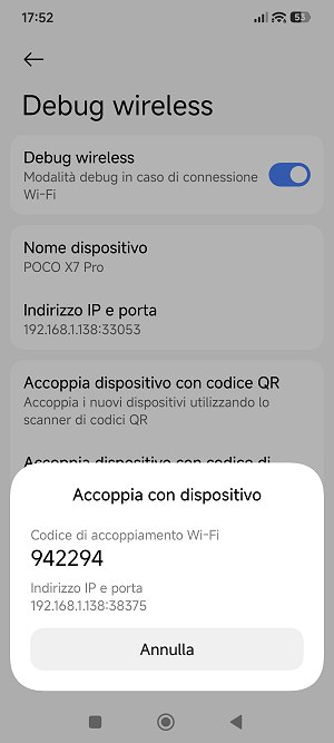 Accoppiamento PC Android modalità wireless con ADB