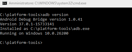 Controllo versione ADB Windows