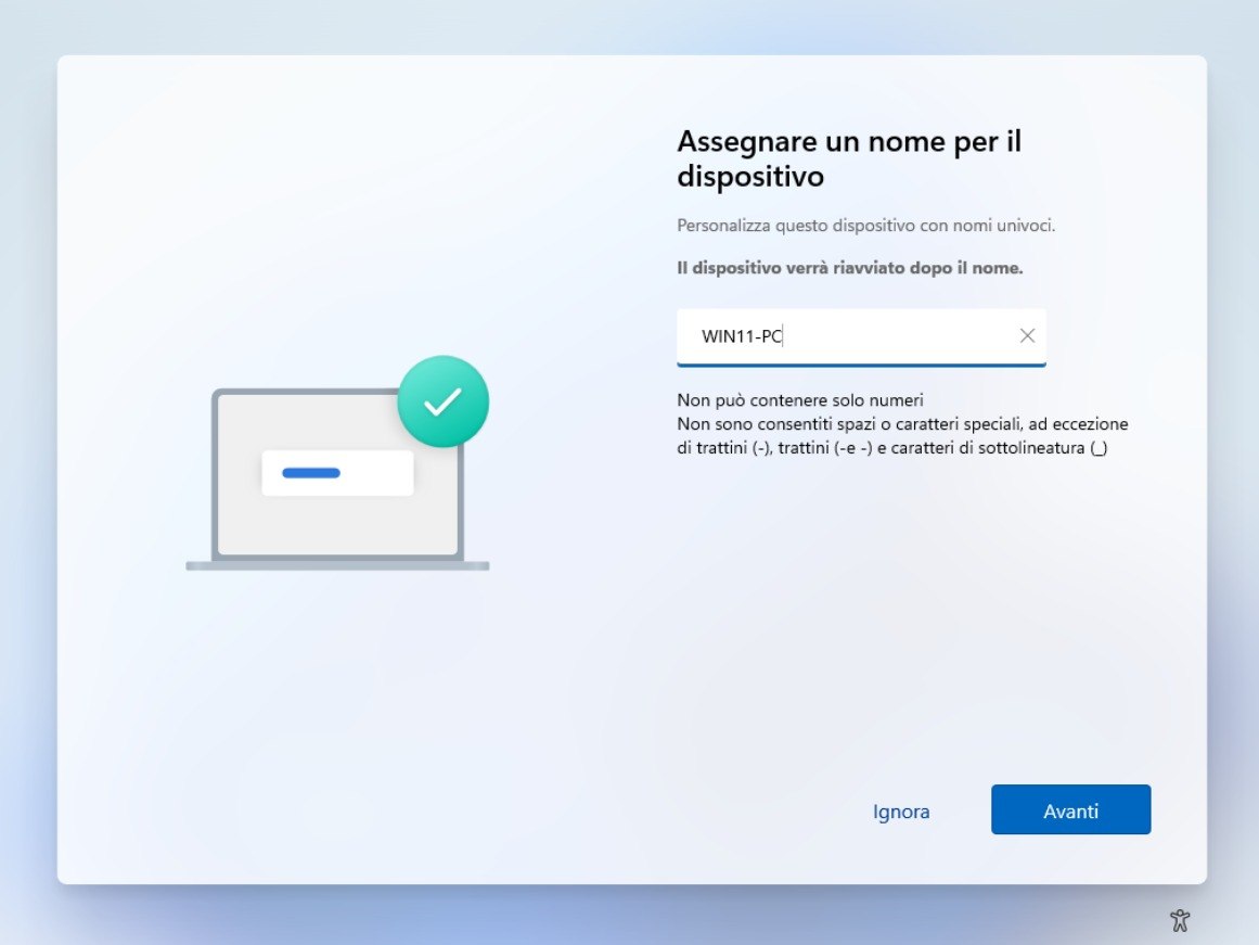 Assegnazione nome PC Windows 11