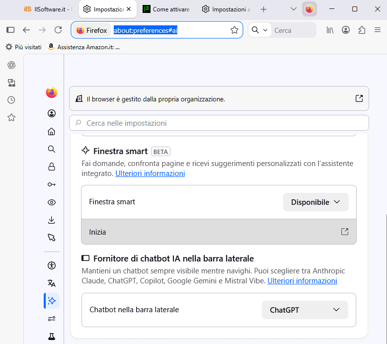 Attivazione Smart Window Firefox