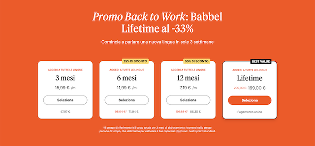 babbel piani promozione back to work